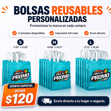 12 Bolsas Reusables Personalizadas