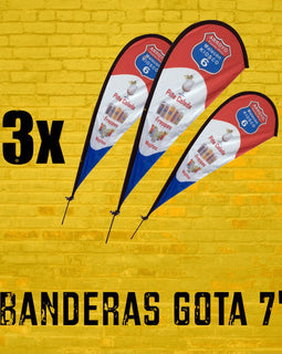 3 Bandera de Viento  6.5' Tipo: Gota Full Kit